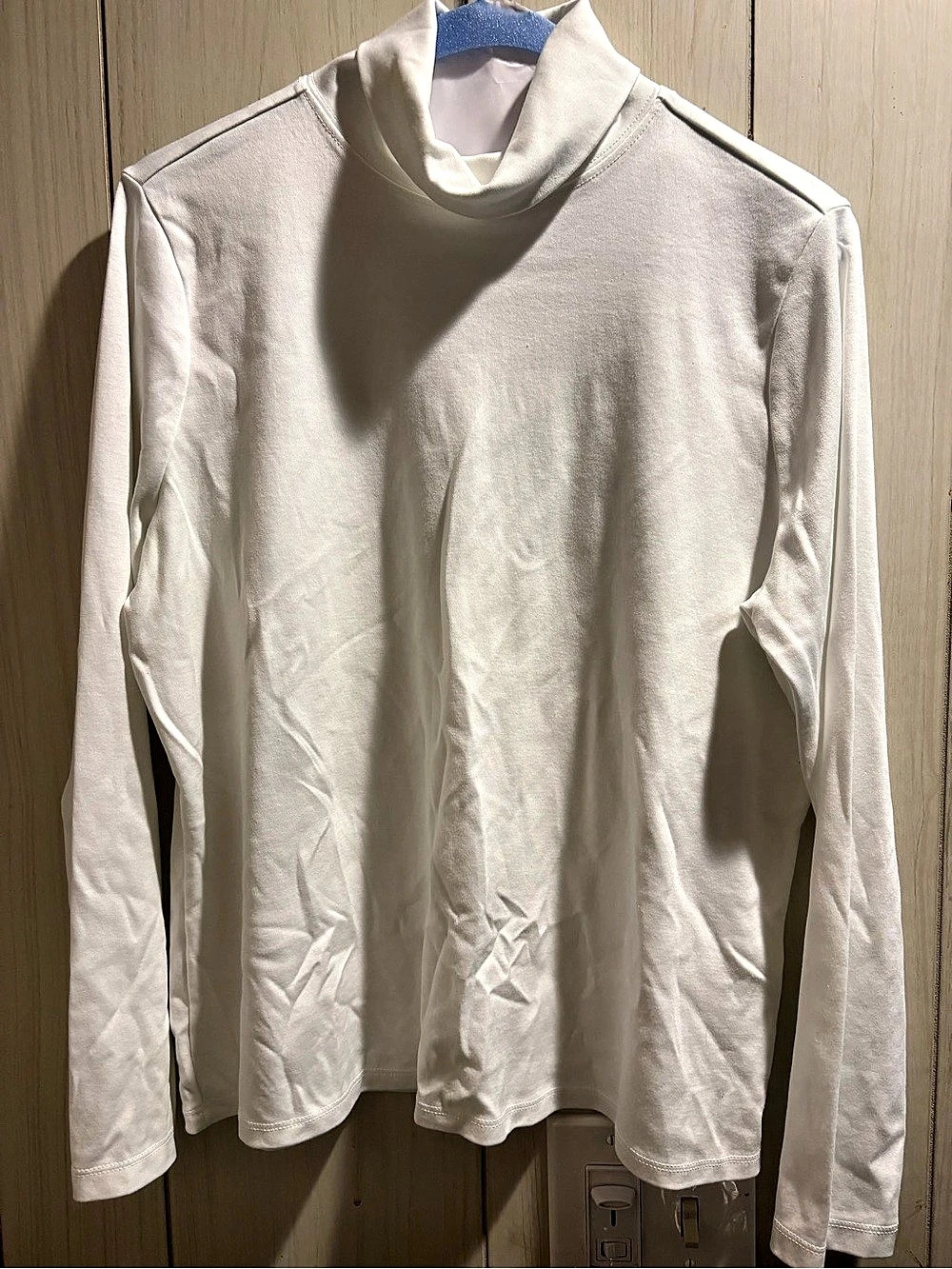L.L.Bean Women's Pima Cotton Turtleneck, Long-Sleeve White Large Petite